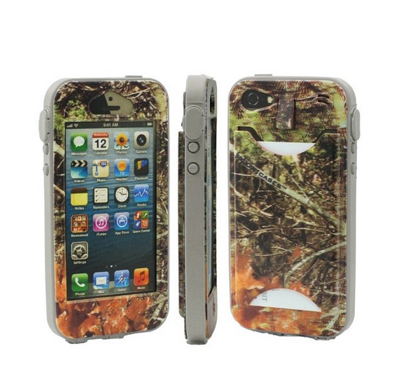 Durable Camouflauge iPhone 5 Band-It Case Orange Cambo with Gray Band